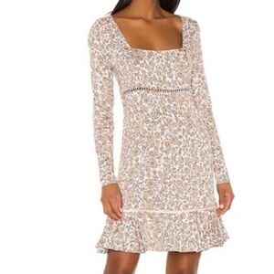 NWT FREE PEOPLE Boheme Floral Flounce Long Sleeve Mini Dress Size 10